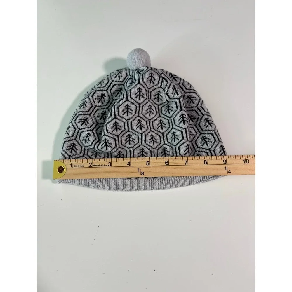 Reima Kids Knit Beanie Hat Cap Pom Pom Geometric Gray‎ Sz 56/58 Outdoors Skiing
